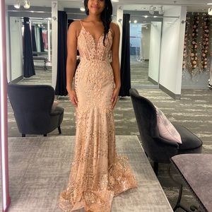 Jovani Champagne Bodice Prom Dress (Size 2-4)